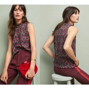 Anthropologie Akemi + Kin Petra Mock Neck Multicolor Textured Tank Top EUC - M